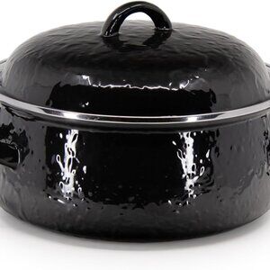 Golden‎ Rabbit Enamelware - Black Pattern - 4qt Dutch Oven